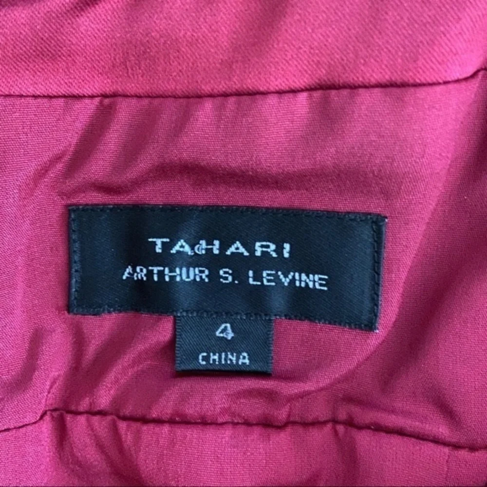 Tahari Arthur S. Levine Pleated Sheath Burgundy Dress - Picture 5 of 7